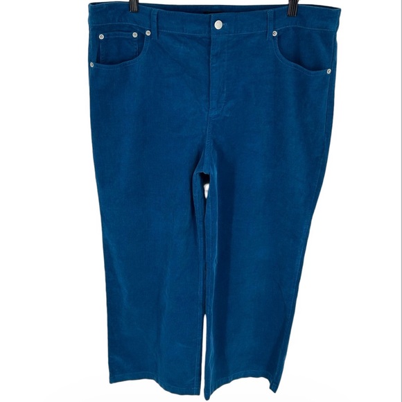 NWT J. Crew Factory Corduroy High-Rise Wide-Leg Cropped Pant in Seaport Blue 34 - Picture 4 of 11